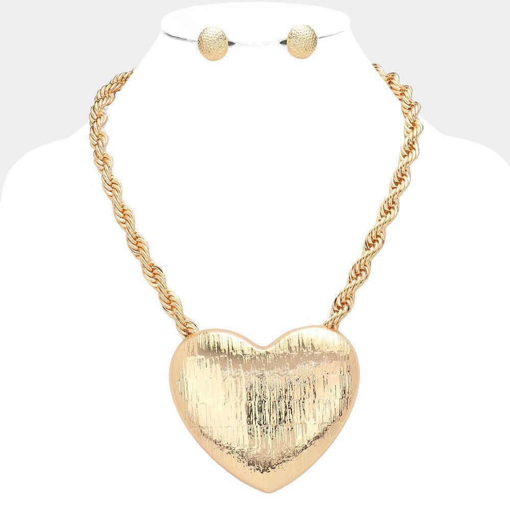 Gold Oversized Metal Heart Pendant Necklace - Jewelry Store by Erik Rayo