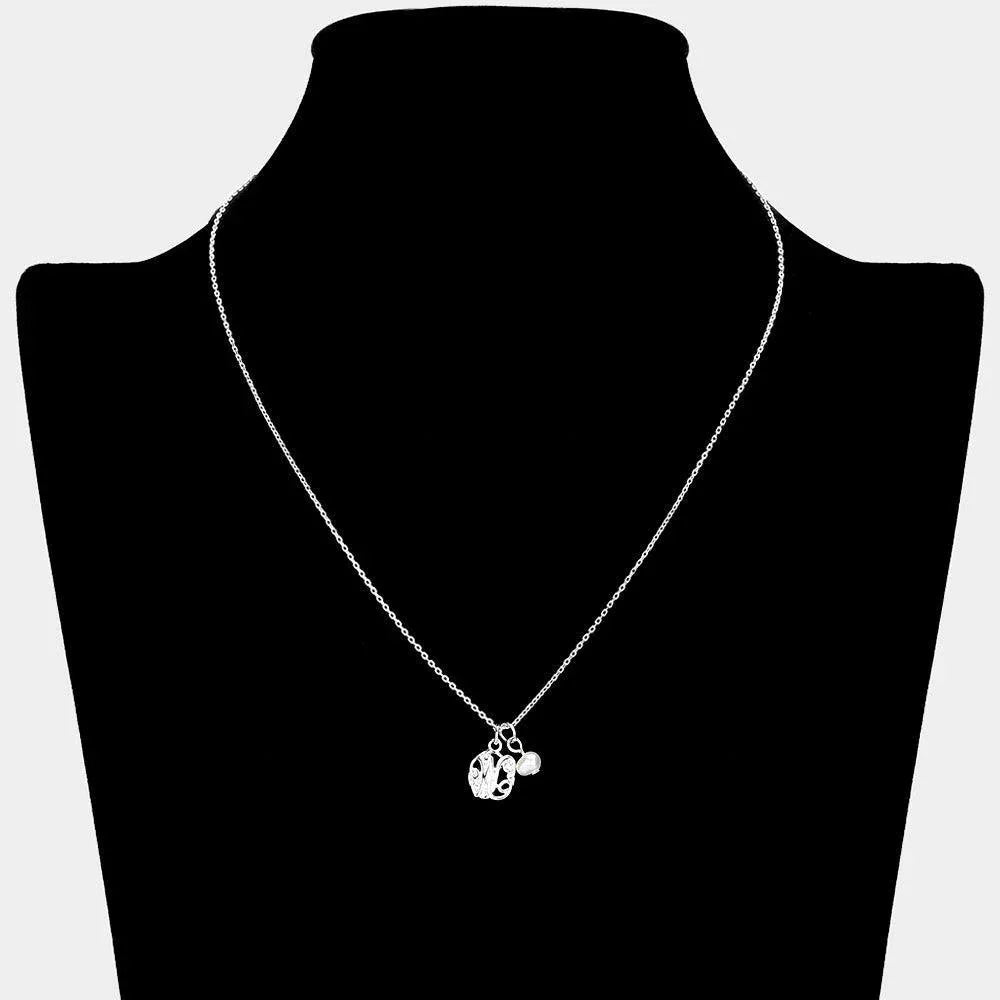 Letter W Monogram Pearl Pendant Necklace - Jewelry Store by Erik Rayo
