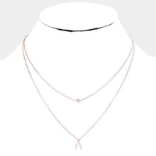 Load image into Gallery viewer, Rose Gold Gold Dipped Cubic Zirconia CZ Wishbone Pendant Necklace
