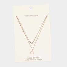 Load image into Gallery viewer, Rose Gold Gold Dipped Cubic Zirconia CZ Wishbone Pendant Necklace
