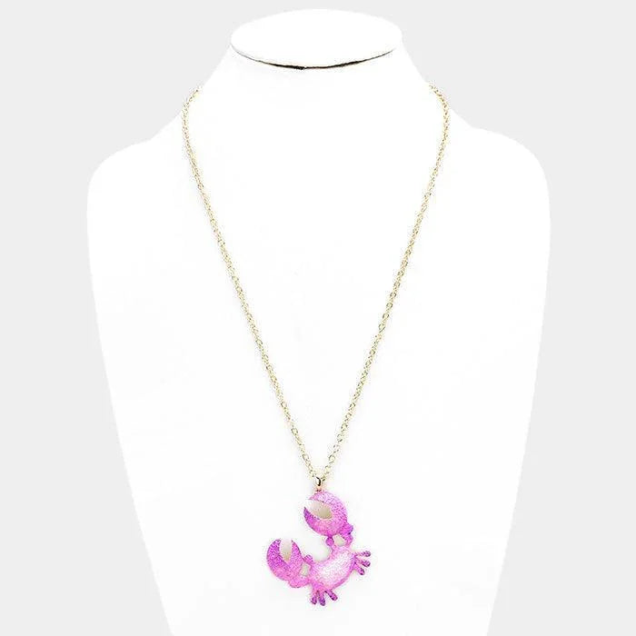 Purple Crab Colored Metal Pendant Necklace - Jewelry Store by Erik Rayo