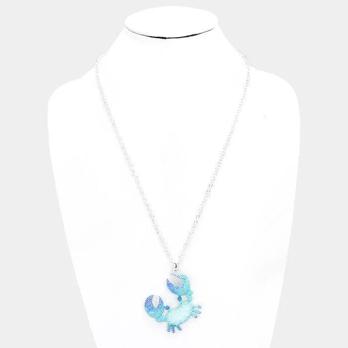 Silver Crab Colored Metal Pendant Necklace - Jewelry Store by Erik Rayo