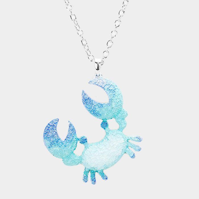 Silver Crab Colored Metal Pendant Necklace - Jewelry Store by Erik Rayo