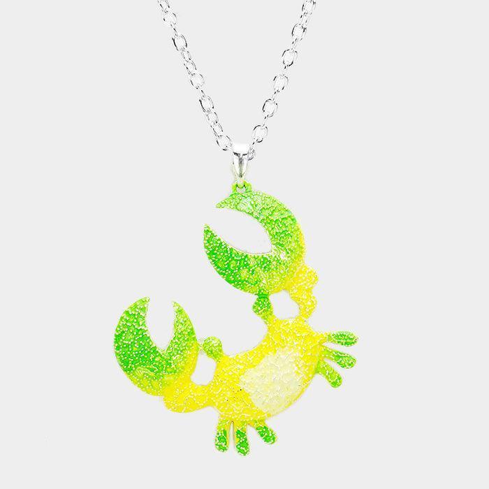 Silver Crab Colored Metal Pendant Necklace - Jewelry Store by Erik Rayo