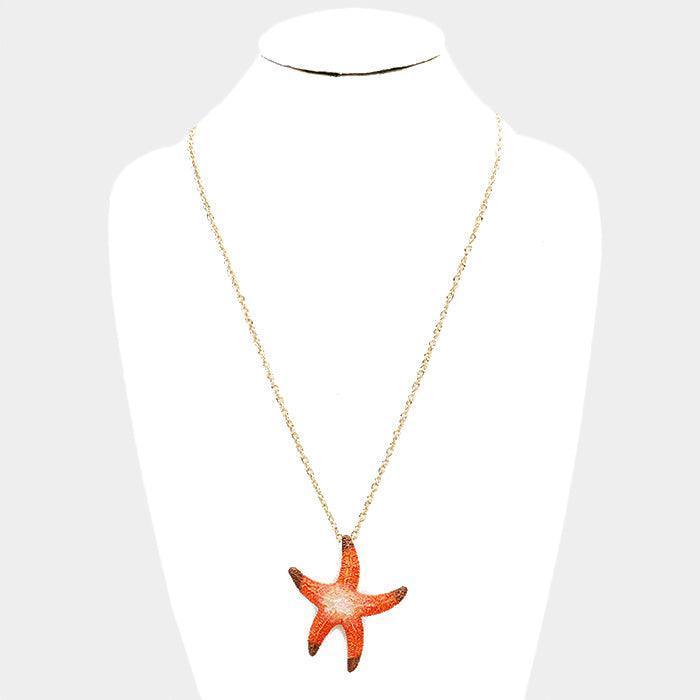 Gold Starfish Colored Metal Pendant Necklace - Jewelry Store by Erik Rayo
