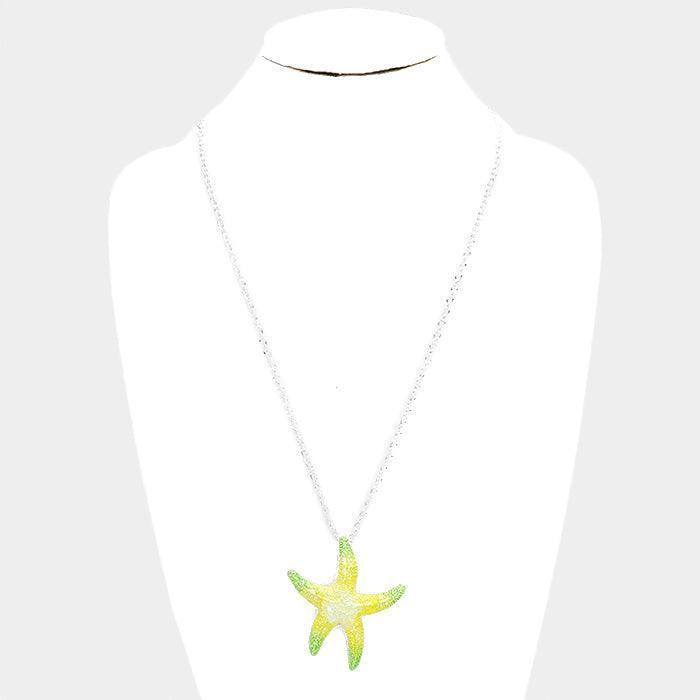 Silver Starfish Colored Metal Pendant Necklace - Jewelry Store by Erik Rayo