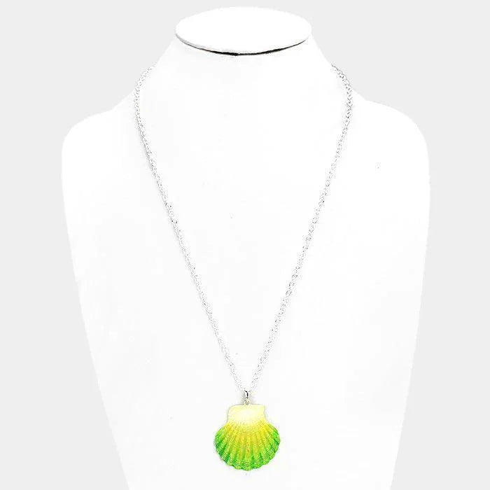 Silver Shell Colored Metal Pendant Necklace - Jewelry Store by Erik Rayo