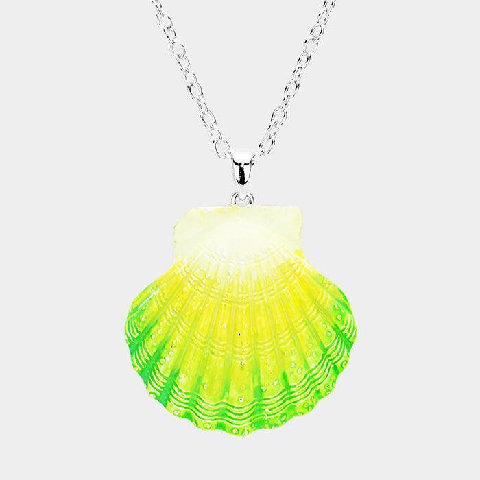 Silver Shell Colored Metal Pendant Necklace - Jewelry Store by Erik Rayo