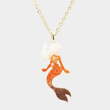 Load image into Gallery viewer, Gold Mermaid Colored Metal Pendant Necklace
