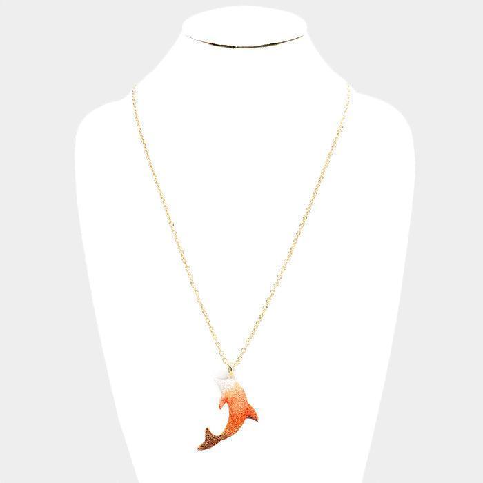 Gold Dolphin Colored Metal Pendant Necklace - Jewelry Store by Erik Rayo