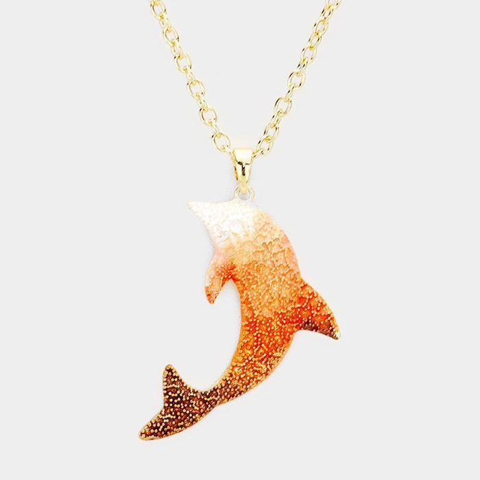 Gold Dolphin Colored Metal Pendant Necklace - Jewelry Store by Erik Rayo