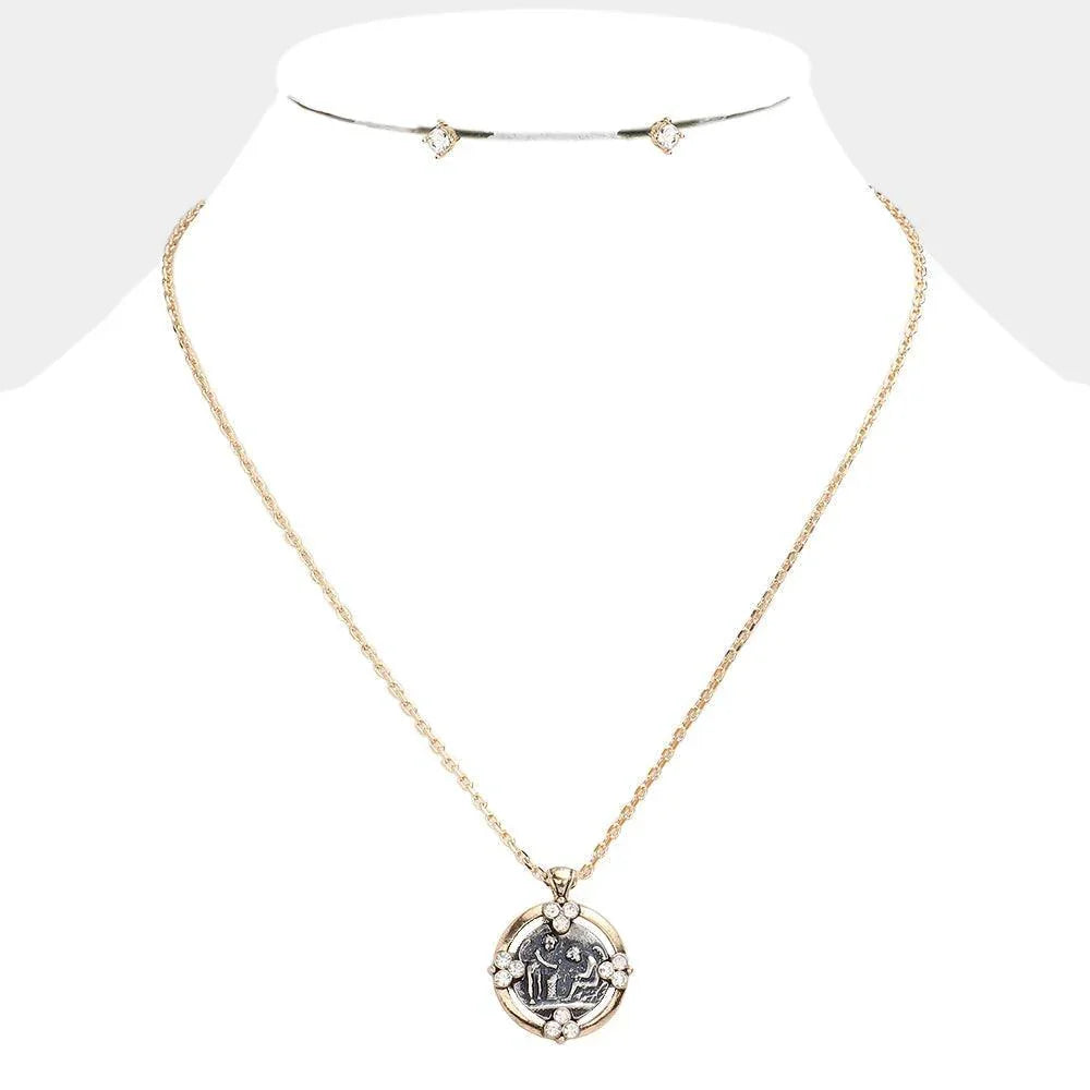 Silver "Faith Strength Courage" Angel Pendant necklace - Jewelry Store by Erik Rayo