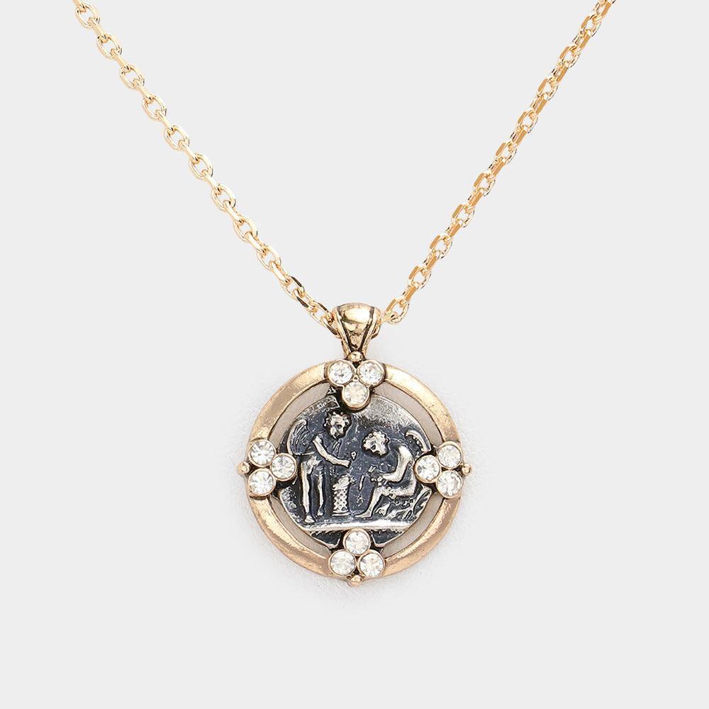 Silver "Faith Strength Courage" Angel Pendant necklace - Jewelry Store by Erik Rayo