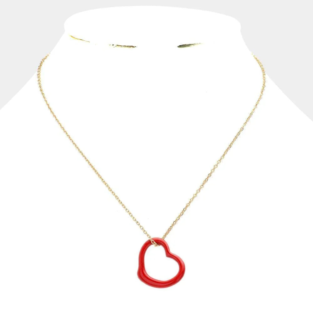 Red Metal Heart Cut out Pendant Necklace - Jewelry Store by Erik Rayo
