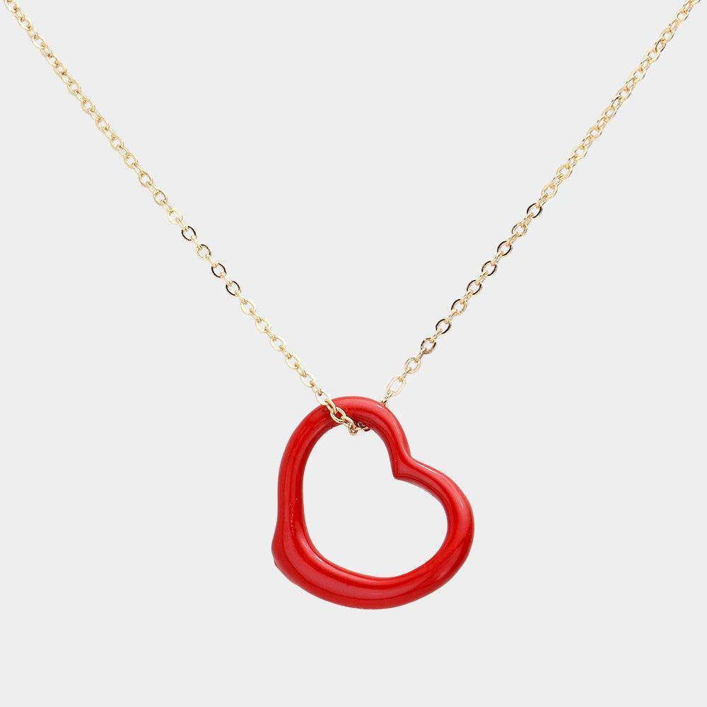 Red Metal Heart Cut out Pendant Necklace - Jewelry Store by Erik Rayo