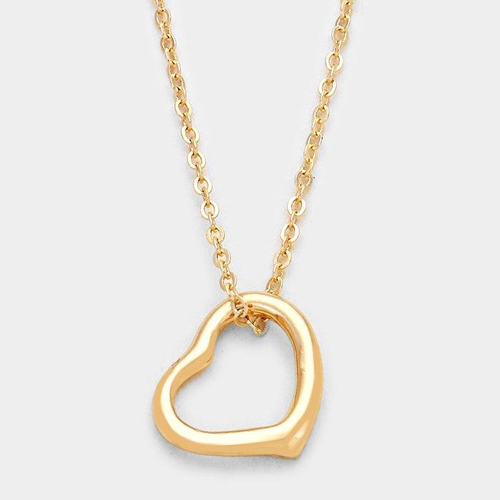 Gold Metal heart pendant necklace