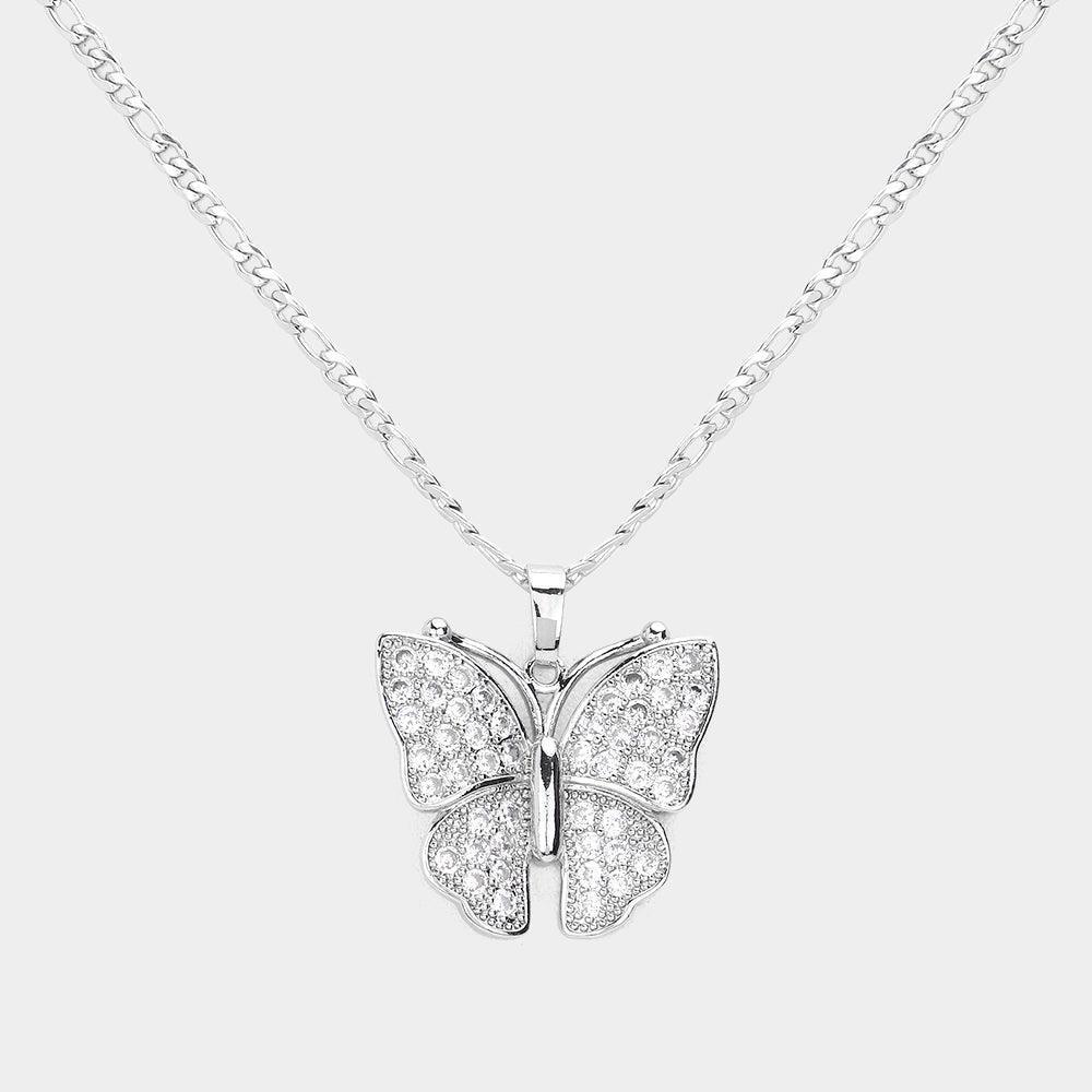 CZ Embellished Butterfly Pendant Necklace - Jewelry Store by Erik Rayo