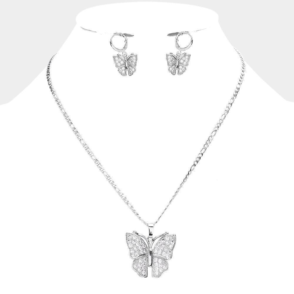 CZ Embellished Butterfly Pendant Necklace - Jewelry Store by Erik Rayo