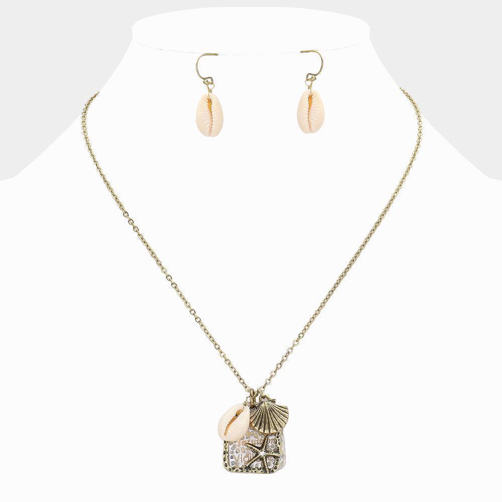 Gold Guidance Message Starfish Cut Out Plate Shell Charm Pendant Necklace - Jewelry Store by Erik Rayo