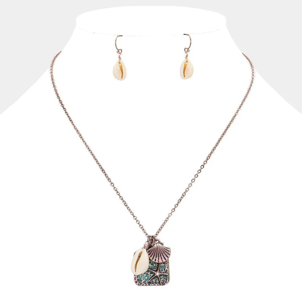 Turquoise Guidance Message Starfish Cut Out Plate Shell Charm Pendant Necklace - Jewelry Store by Erik Rayo