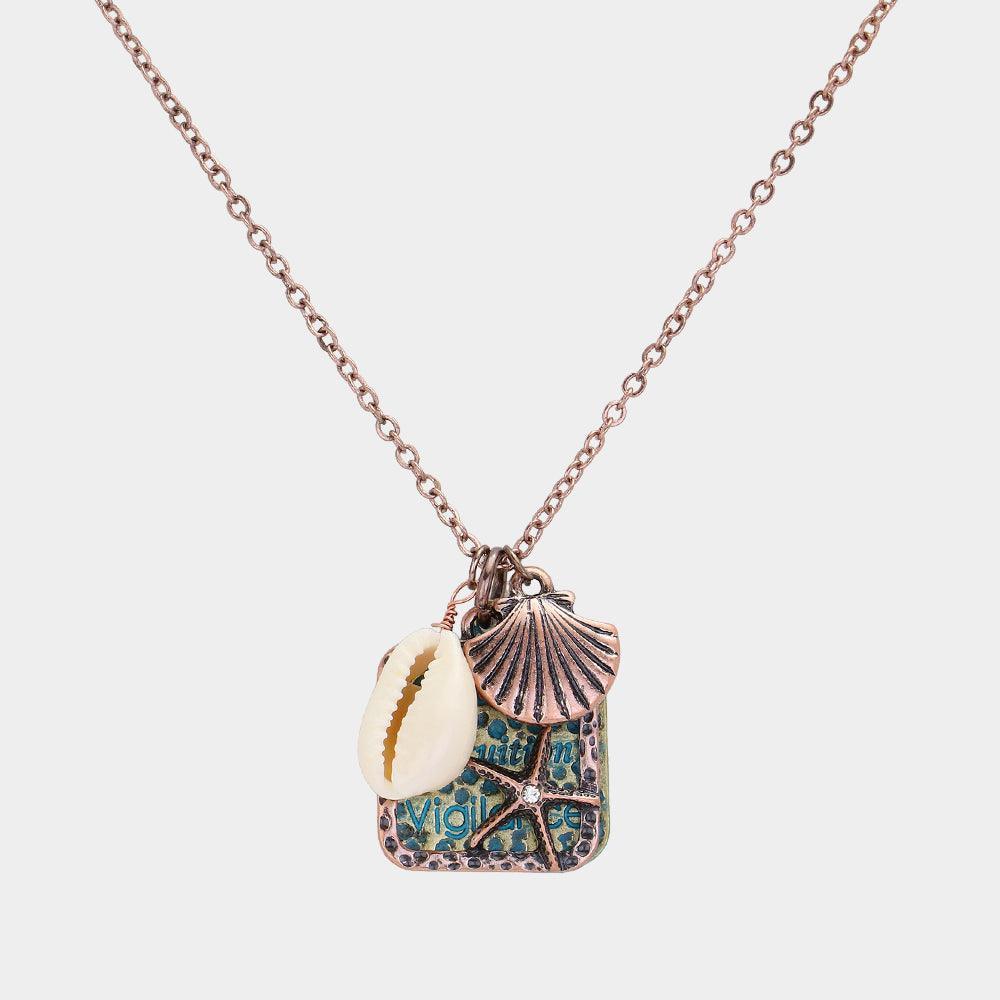 Turquoise Guidance Message Starfish Cut Out Plate Shell Charm Pendant Necklace - Jewelry Store by Erik Rayo