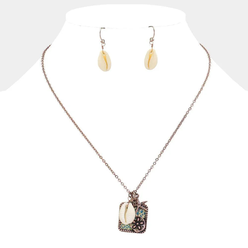 Turquoise Peace Faith Goodwill Message Sand Dollar Cut Out Plate Shell Charm Pendant Charm Necklace - Jewelry Store by Erik Rayo