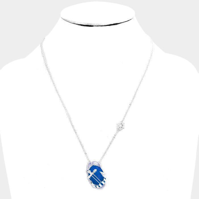 Silver Resin Oval Anchor Pendant Necklace - Jewelry Store by Erik Rayo