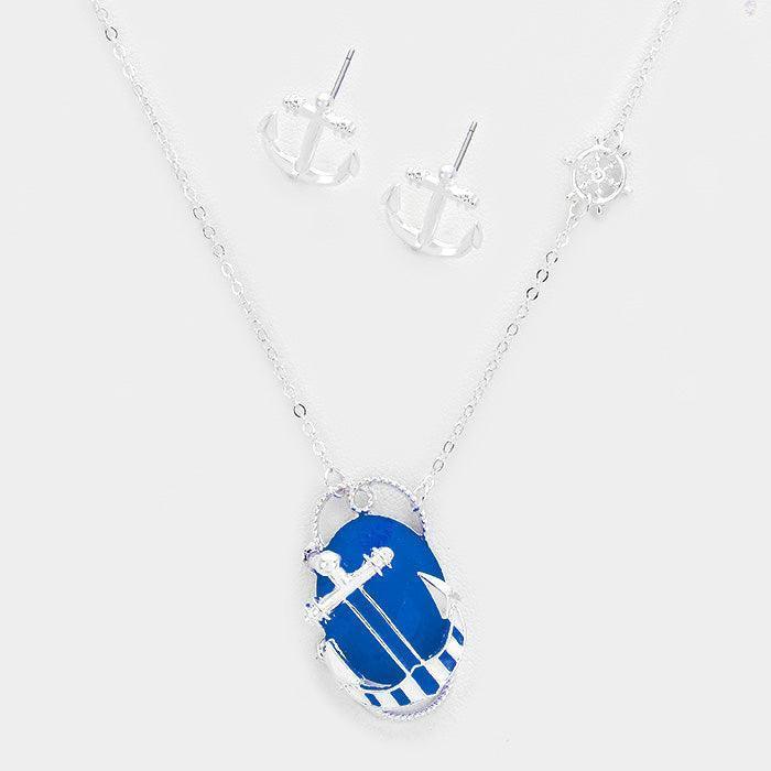 Silver Resin Oval Anchor Pendant Necklace - Jewelry Store by Erik Rayo
