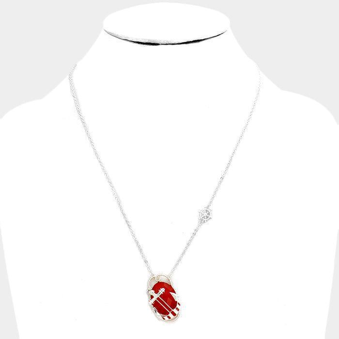 Silver Resin Oval Anchor Pendant Necklace - Jewelry Store by Erik Rayo