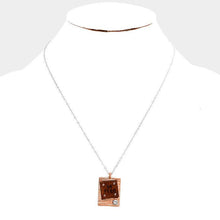 Load image into Gallery viewer, Be Free Wood Rectangular Metal Pendant Necklace
