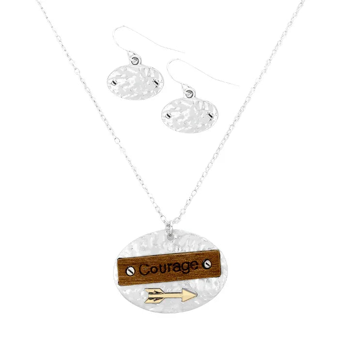 Silver Courage Wood Arrow Metal Pendant Necklace - Jewelry Store by Erik Rayo