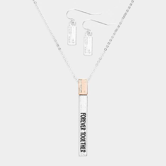 Rose Gold "Forever Together" Metal Bar Pendant Necklace - Jewelry Store by Erik Rayo