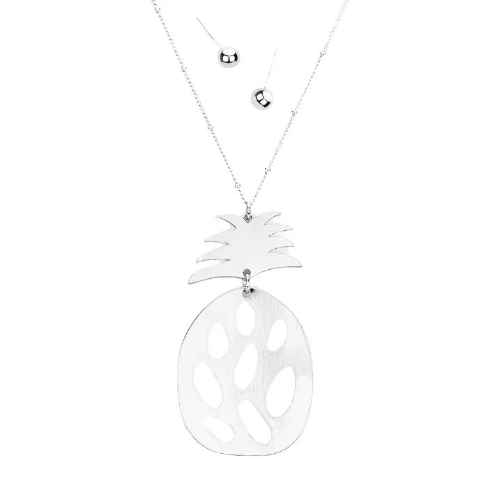 Silver Cut out Pineapple Link Pendant Necklace - Jewelry Store by Erik Rayo