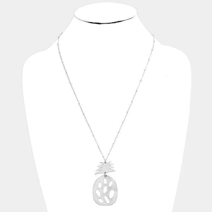 Silver Cut out Pineapple Link Pendant Necklace - Jewelry Store by Erik Rayo