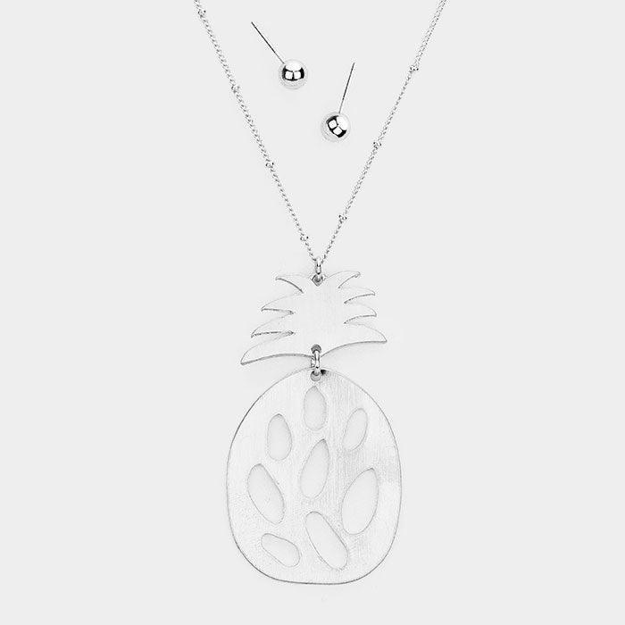 Silver Cut out Pineapple Link Pendant Necklace - Jewelry Store by Erik Rayo