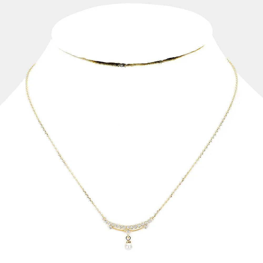 Gold Gold Dipped Cubic Zirconia Pearl Pendant Necklace - Jewelry Store by Erik Rayo