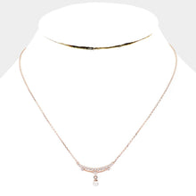 Load image into Gallery viewer, Rose Gold Gold Dipped Cubic Zirconia Pearl Pendant Necklace
