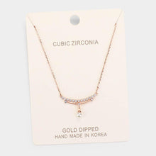 Load image into Gallery viewer, Rose Gold Gold Dipped Cubic Zirconia Pearl Pendant Necklace
