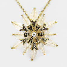 Load image into Gallery viewer, Gold Bead Antique Metal Flower Flake Pendant Necklace
