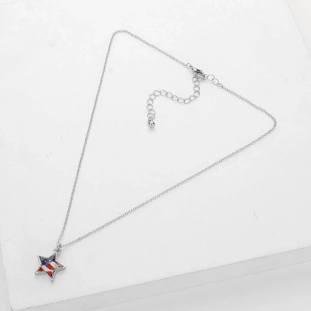 American USA Flag Star Pendant Necklace - Jewelry Store by Erik Rayo
