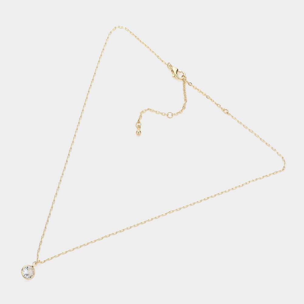 Clear Round Stone Pendant Necklace - Jewelry Store by Erik Rayo
