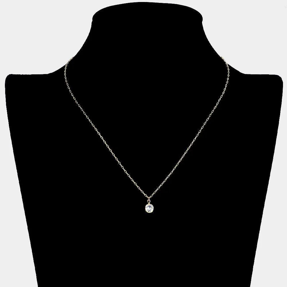 Clear Round Stone Pendant Necklace - Jewelry Store by Erik Rayo