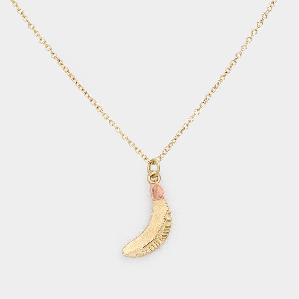 Rose Gold Two Tone Metal Banana Pendant Necklace - Jewelry Store by Erik Rayo