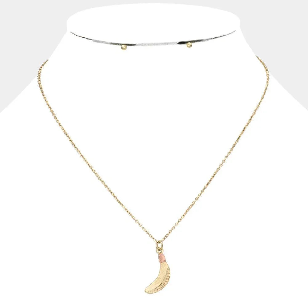 Rose Gold Two Tone Metal Banana Pendant Necklace - Jewelry Store by Erik Rayo