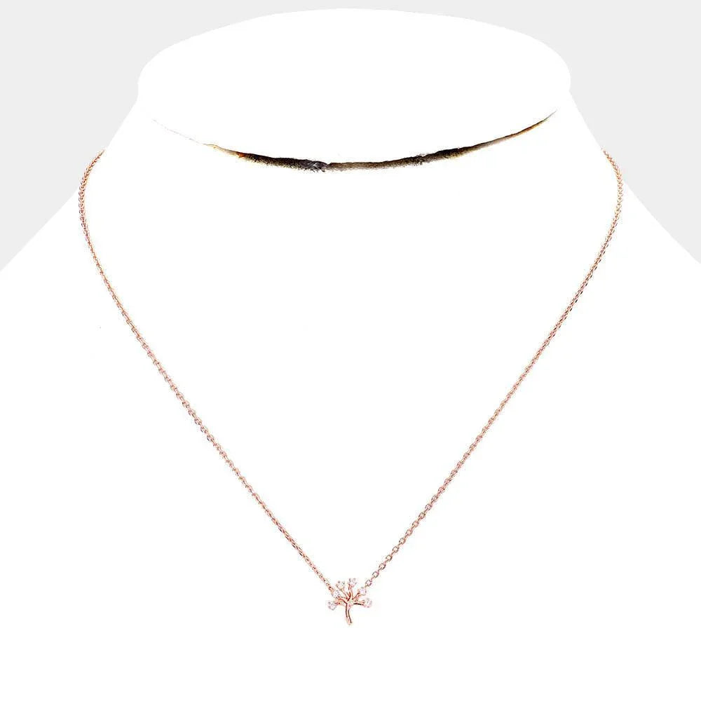 Rose Gold Gold Dipped CZ Pave Tree of Life Pendant Necklace - Jewelry Store by Erik Rayo