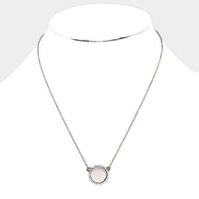 Load image into Gallery viewer, Silver Crystal Trim Round Metal Pendant Necklace
