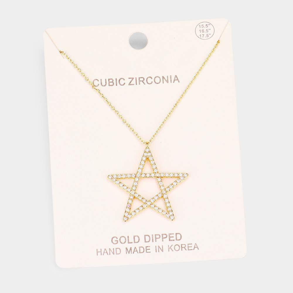 Gold Gold Dipped CZ Pave Star Pendant Necklace - Jewelry Store by Erik Rayo