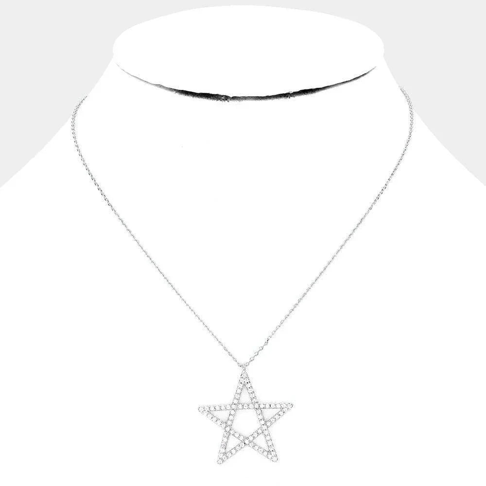 Gold White Gold Dipped CZ Pave Star Pendant Necklace - Jewelry Store by Erik Rayo