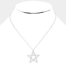 Load image into Gallery viewer, Gold White Gold Dipped CZ Pave Star Pendant Necklace
