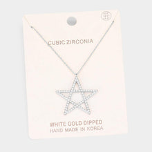 Load image into Gallery viewer, Gold White Gold Dipped CZ Pave Star Pendant Necklace
